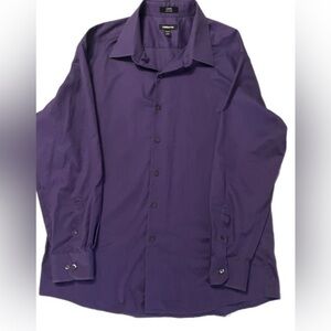 Claiborne Mens Slim Fit  17  34/35 Long Sleeve Button‎ Purple Down Dress Shirt.